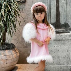 Petite Maison Ella Knit Pink Feather Dress